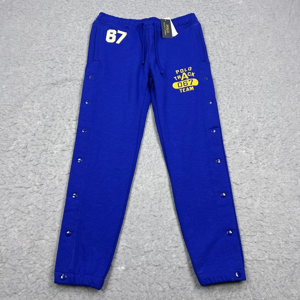 NEW Polo Ralph Lauren Pants Men's Small Blue Logo Fleece Tear-Away Jogger Sweats